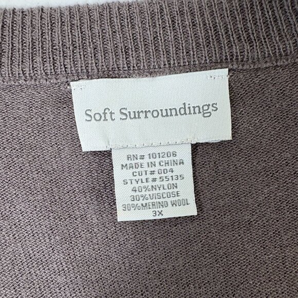Soft Surroundings Cropped Cardigan Sweater Size 3X Gray Wool Blend Open Sequin - Picture 4 of 8